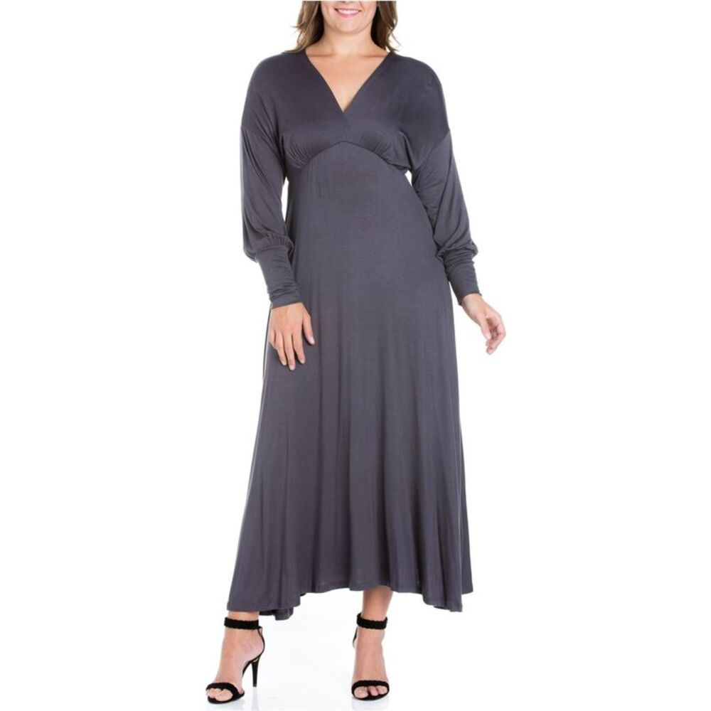 24seven Womens Plus Size Comfortable Fit Maxi Empire Dress, NWT